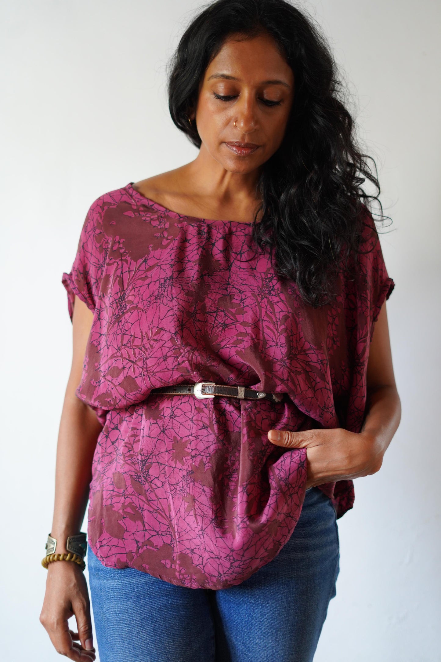 Paros Free Size Vintage Silk Fluid Top