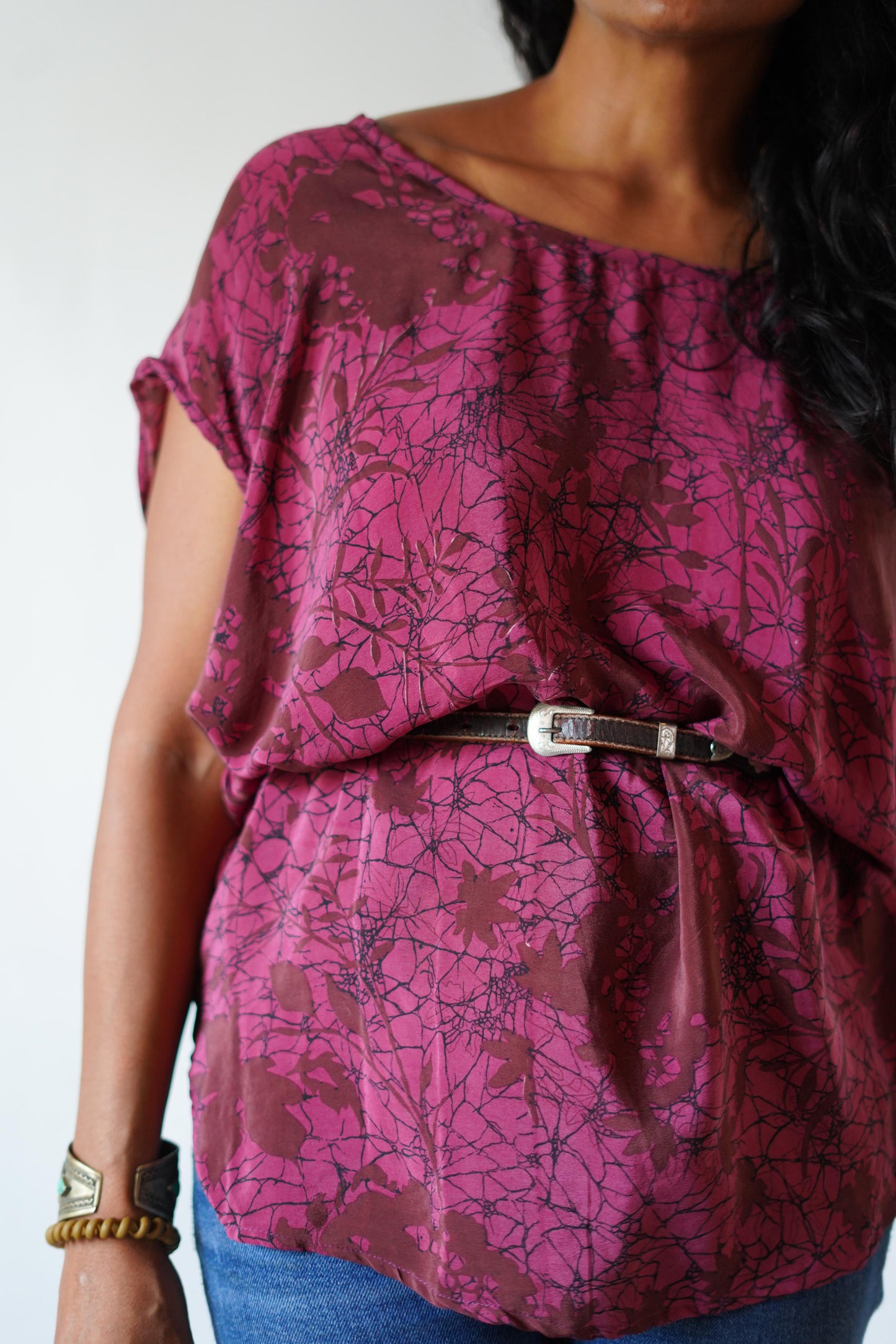 Paros Free Size Vintage Silk Fluid Top