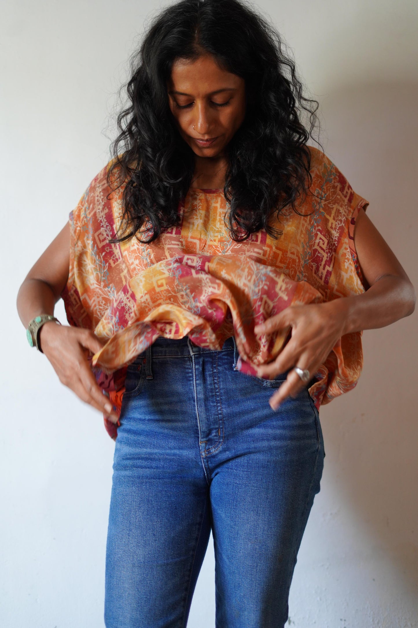 Paros Free Size Vintage Silk Fluid Top