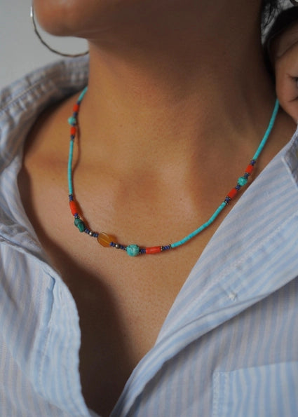 Vintage Semi Precious Stone Minimalist Necklace 2