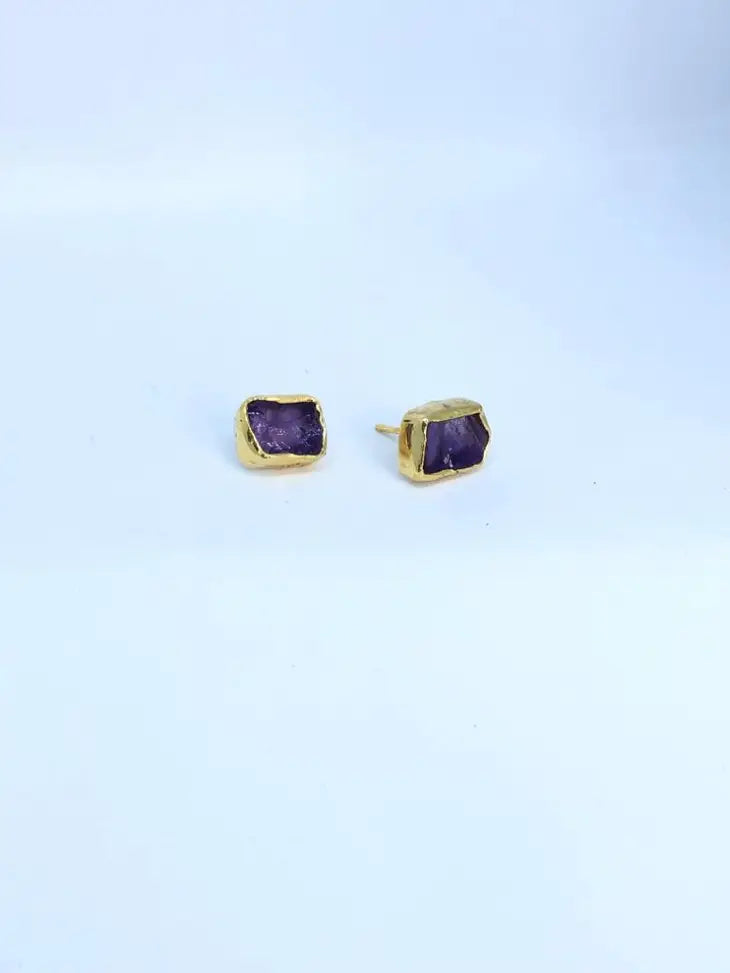 Birth Stone Stud Earrings: Semi Precious Stones