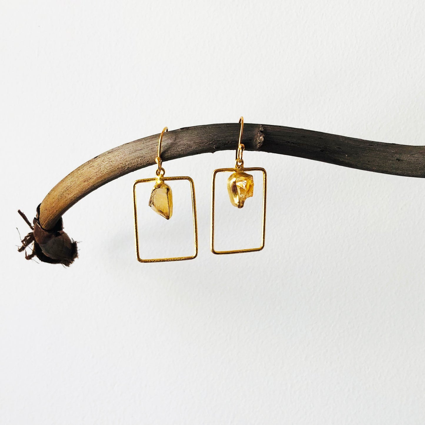Rectangle Raw Stone Earrings