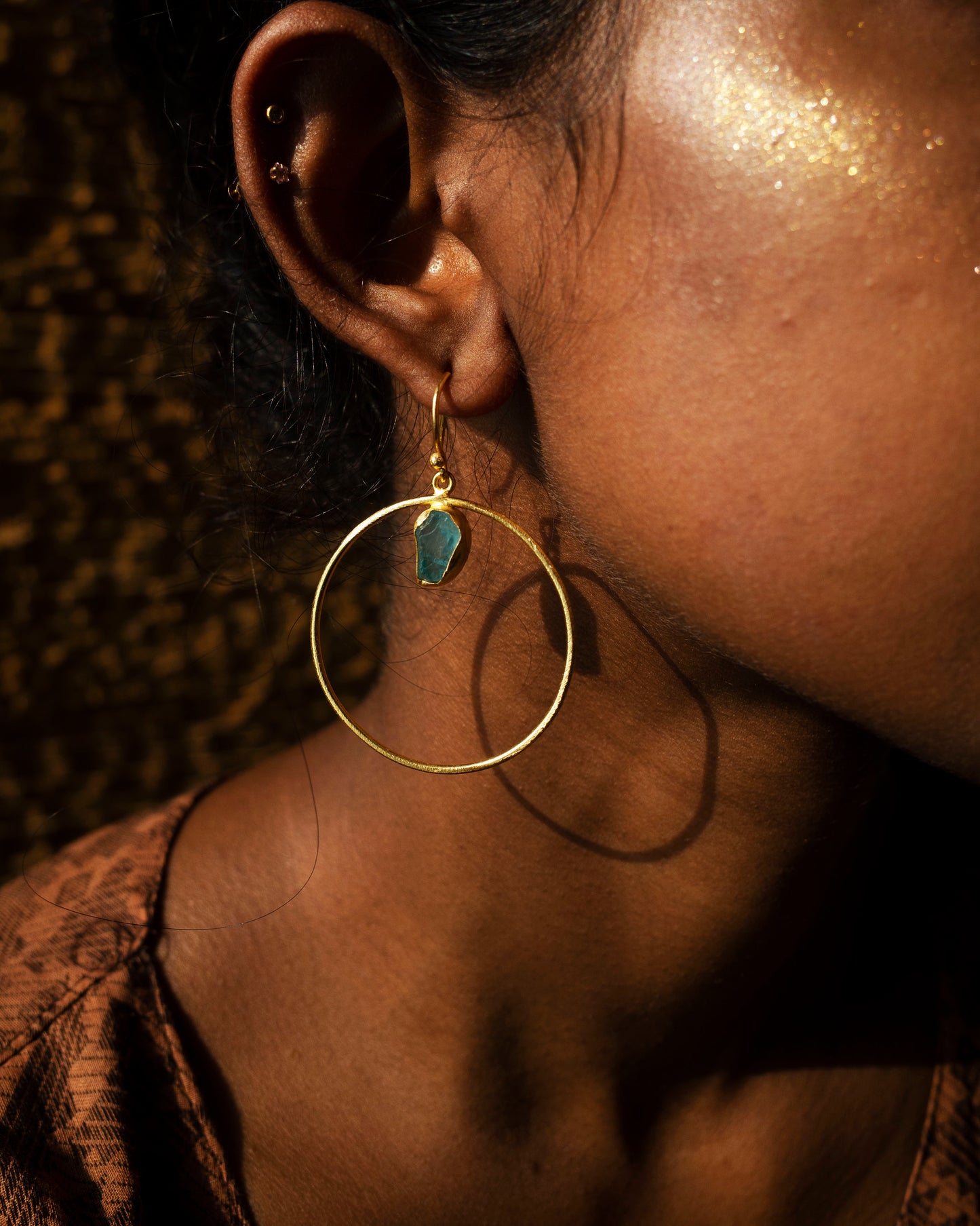 Circle Raw Stone Earrings