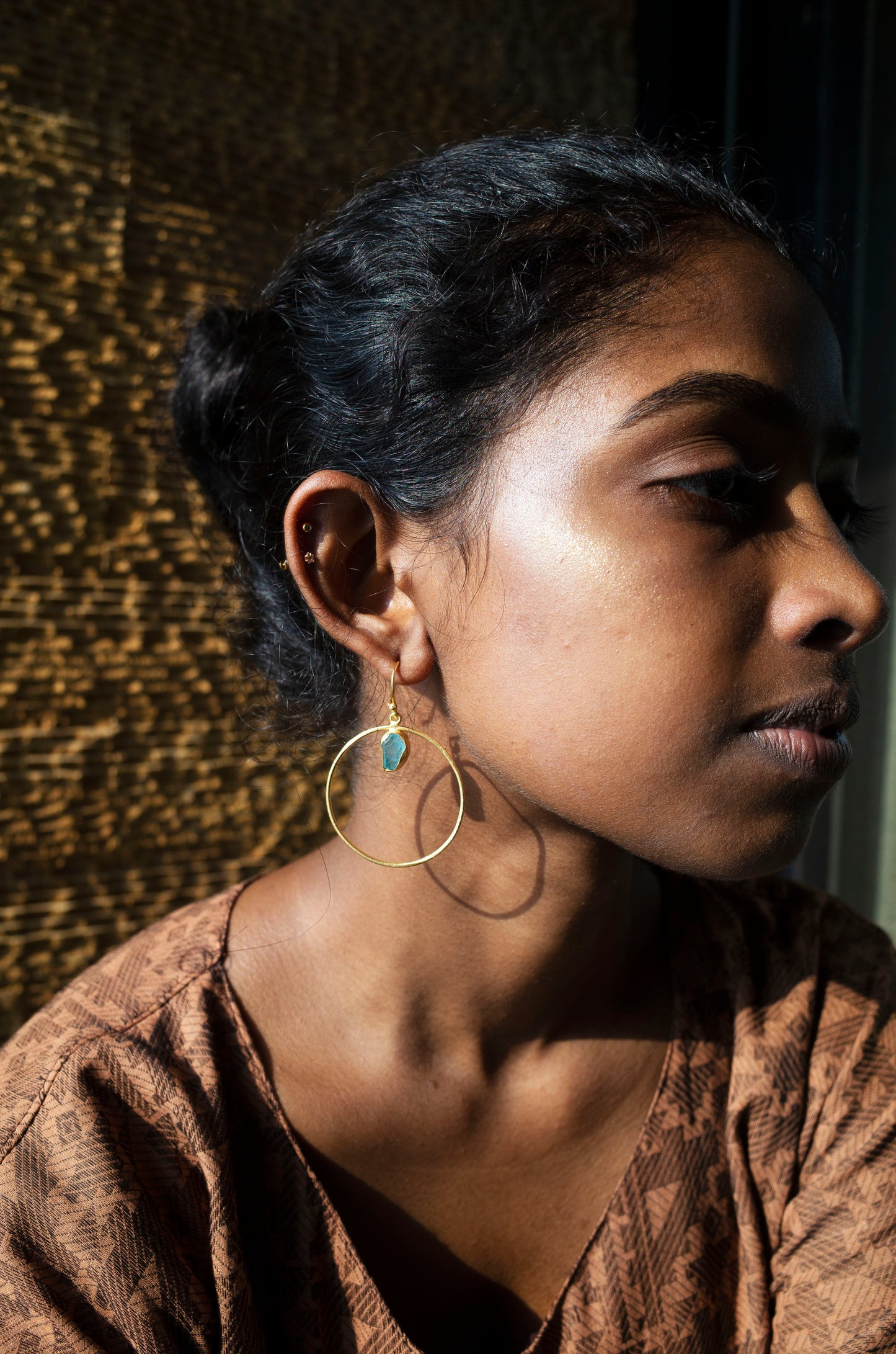Circle Raw Stone Earrings