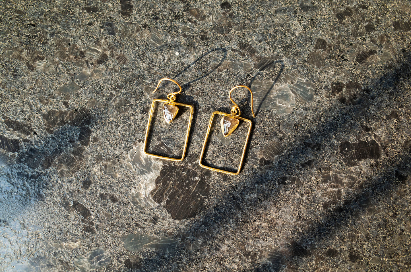 Rectangle Raw Stone Earrings