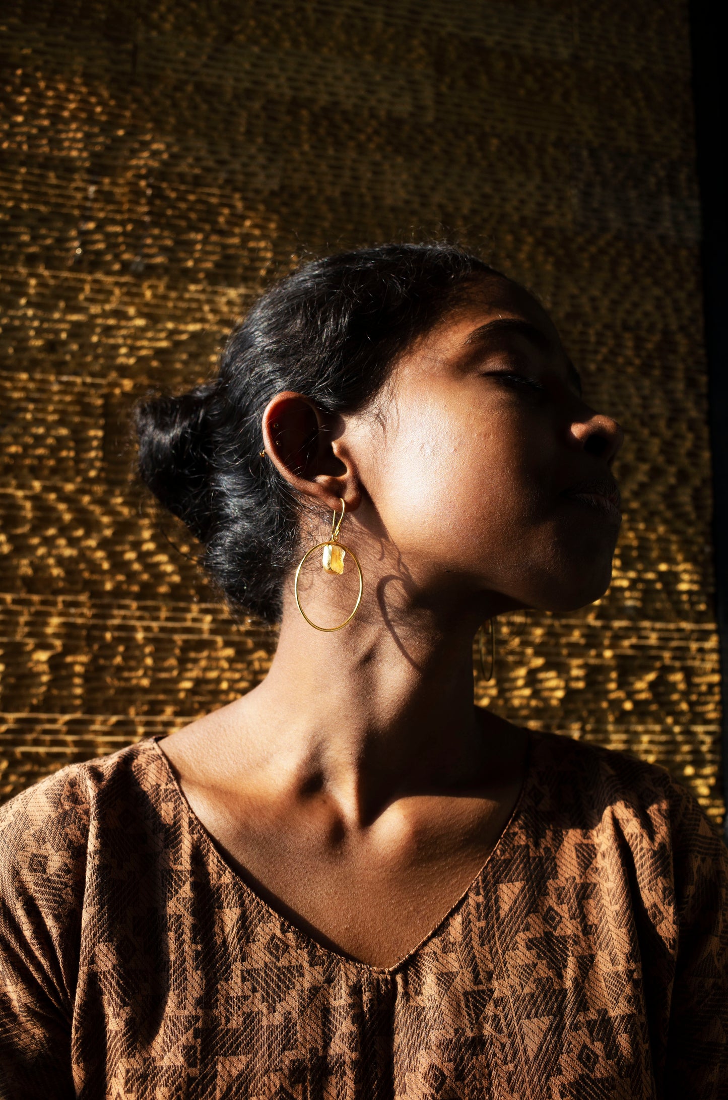 Circle Raw Stone Earrings