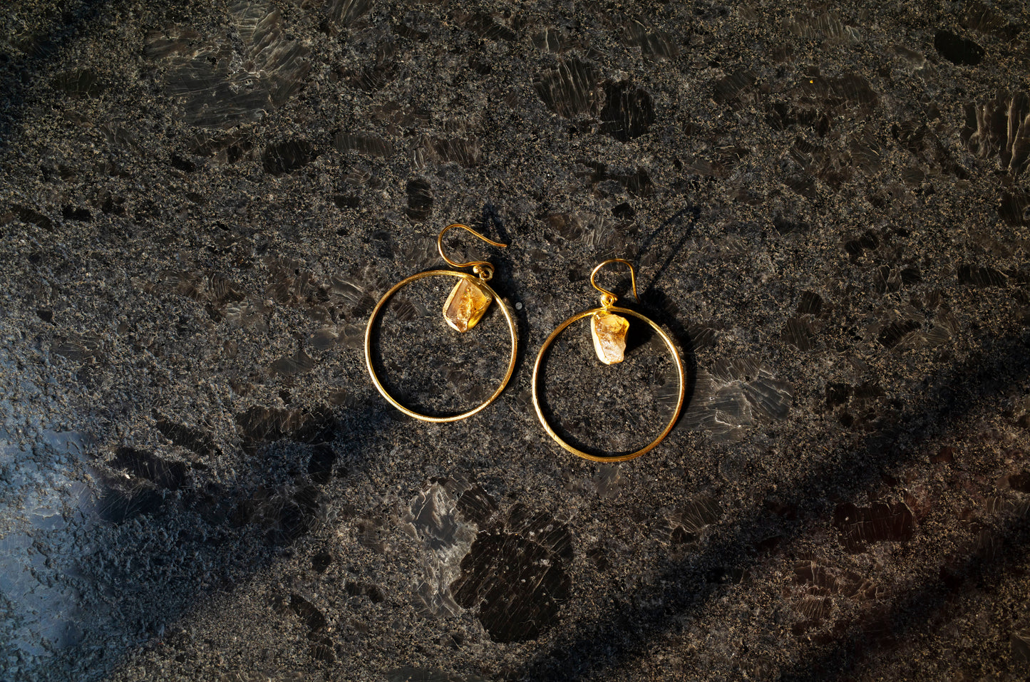 Circle Raw Stone Earrings