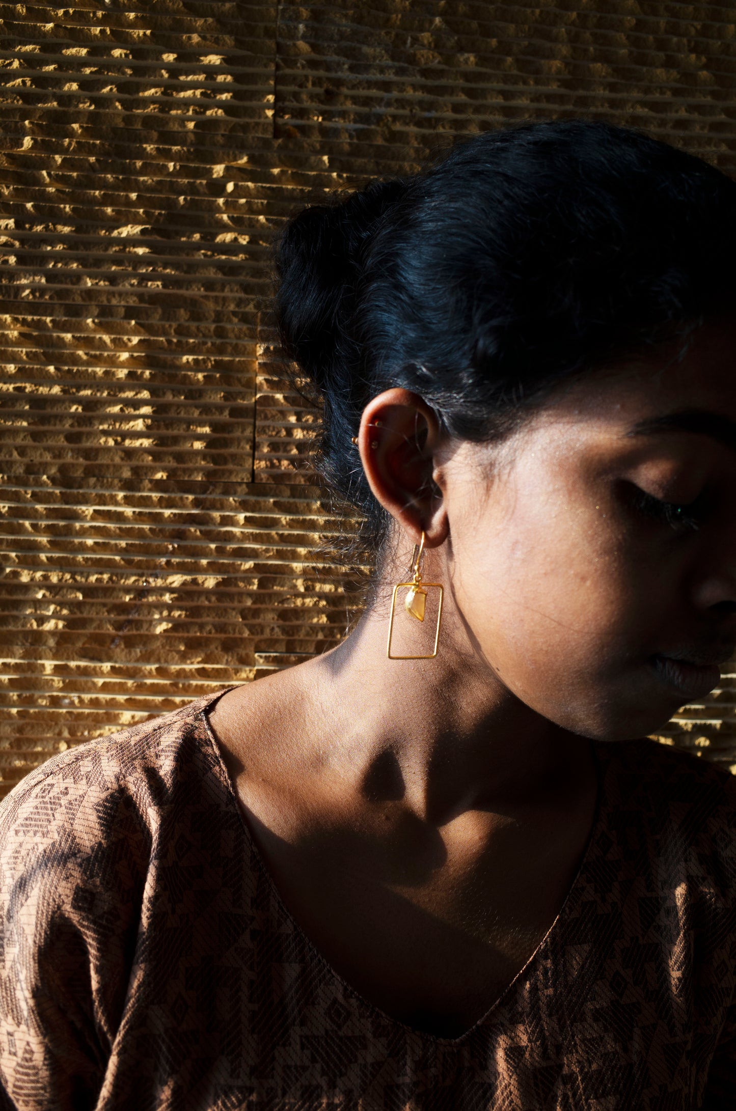 Rectangle Raw Stone Earrings