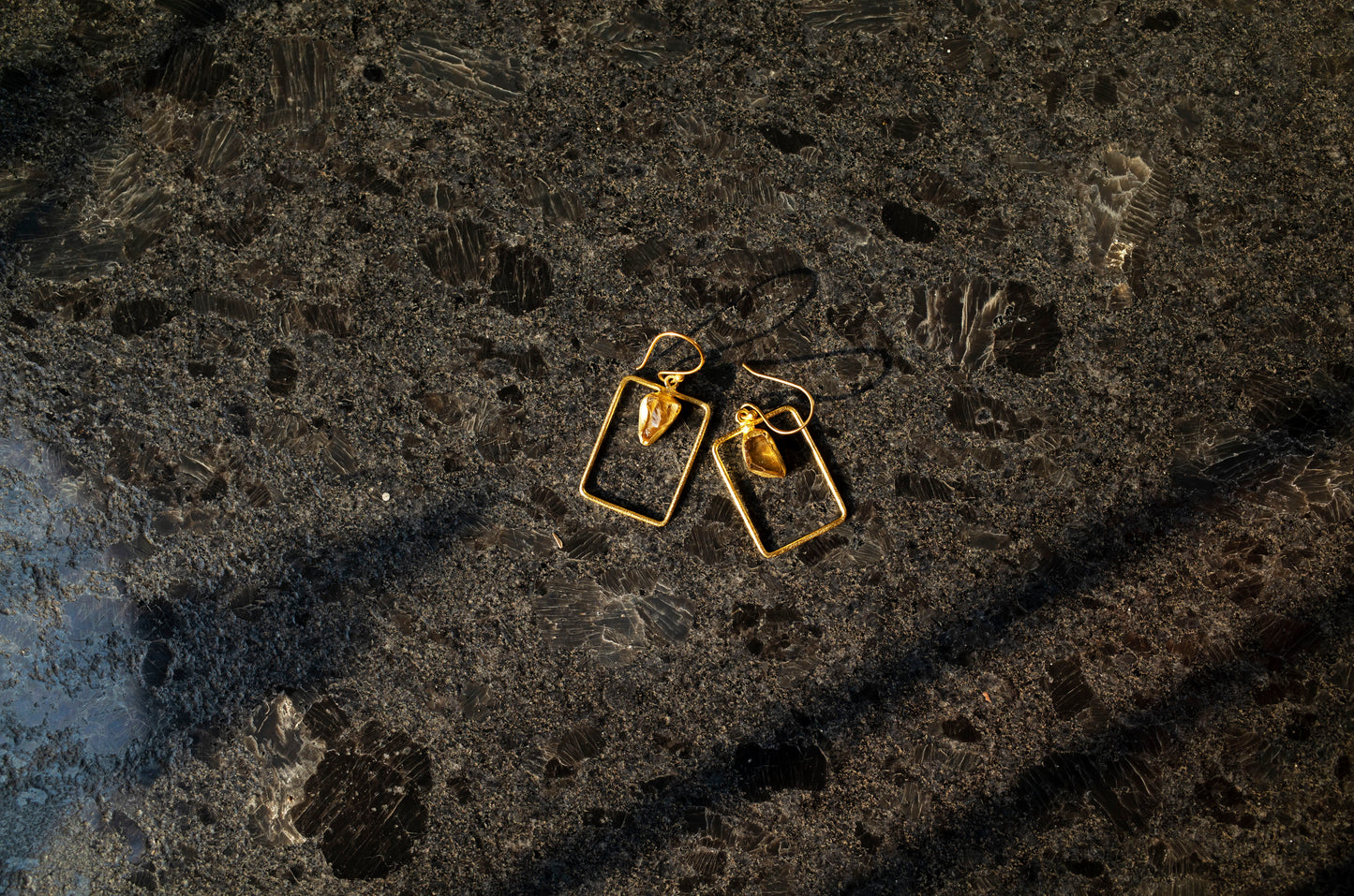 Rectangle Raw Stone Earrings