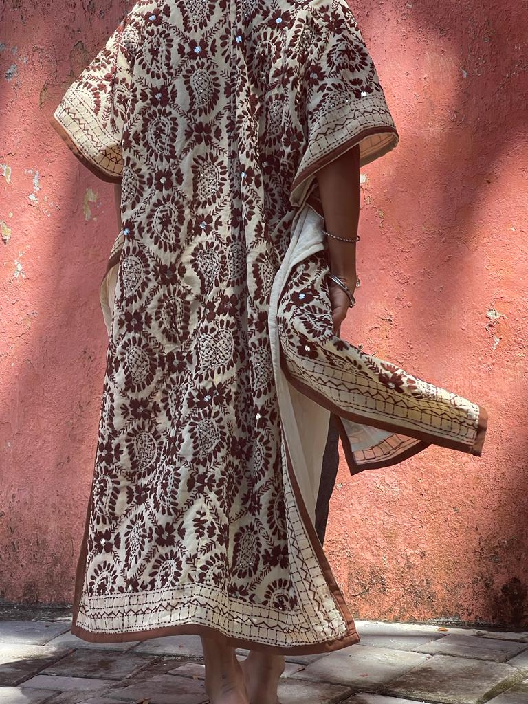Free Size  Embroidery Long Kaftan