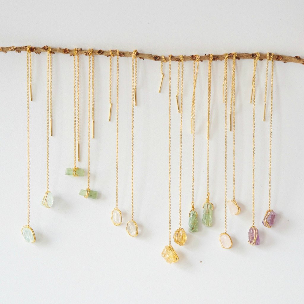 Sonder Raw Stone Threader Earrings - AnnahMol