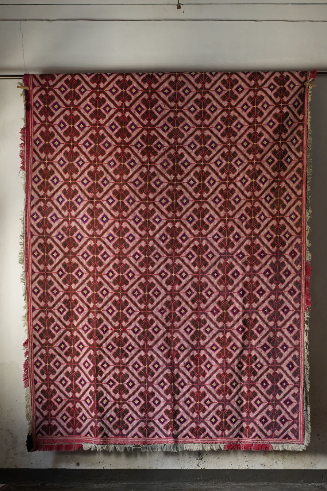 Vintage Cross-Stitch Kantha Textile
