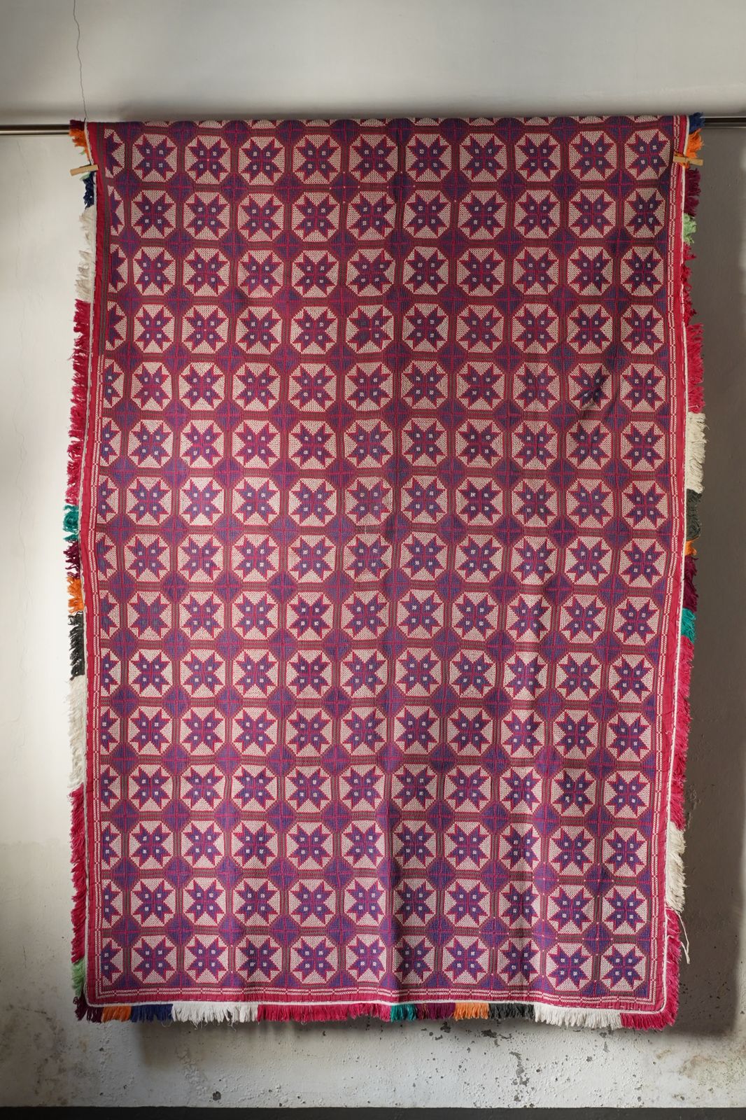 Vintage Cross-Stitch Kantha Textile