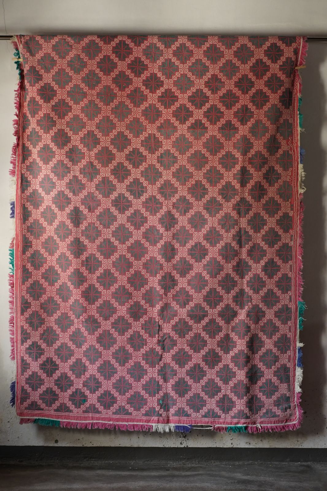 Vintage Cross-Stitch Kantha Textile