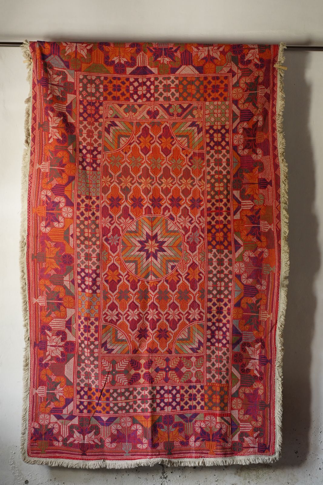 Vintage Cross-Stitch Kantha Textile