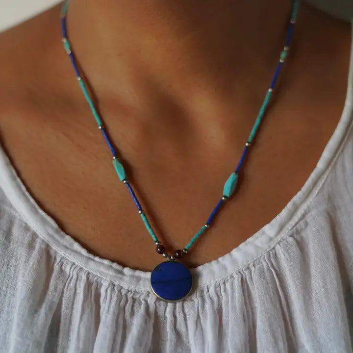 Vintage Semi Precious Stone Minimalist Necklace
