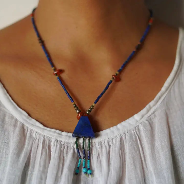 Vintage Semi Precious Stone Minimalist Necklace