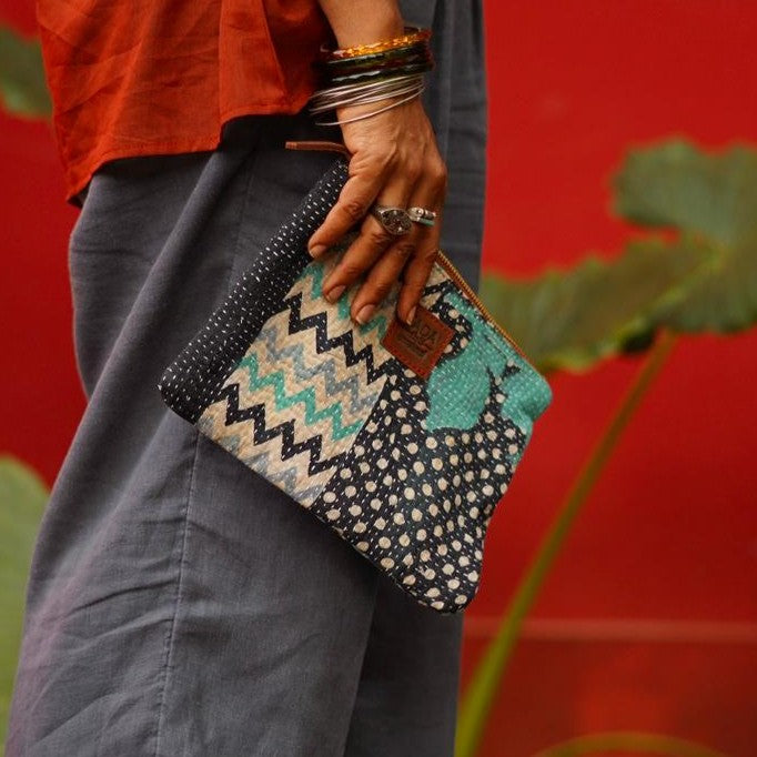 Vintage fabric  Clutch / Pouch (One of a Kind)
