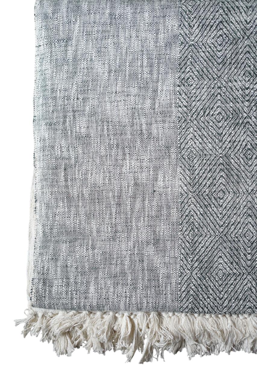 Natural Dye Handloom Cotton Bed Cover/blanket (110x98 inch)