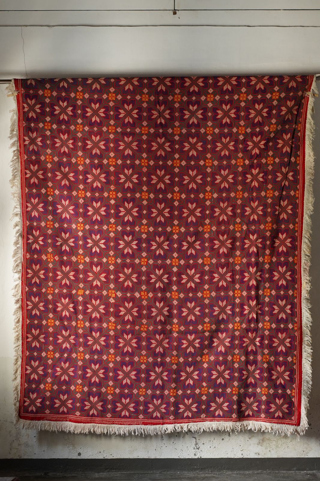 Vintage Cross-Stitch Kantha Textile