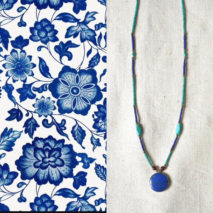 Vintage Semi Precious Stone Minimalist Necklace