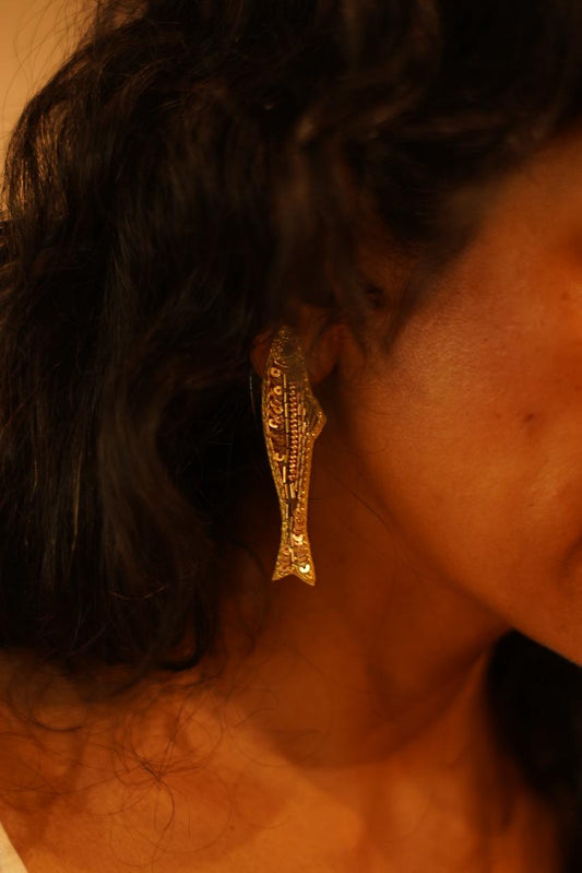 Embroidery & Bead Fish Earrings