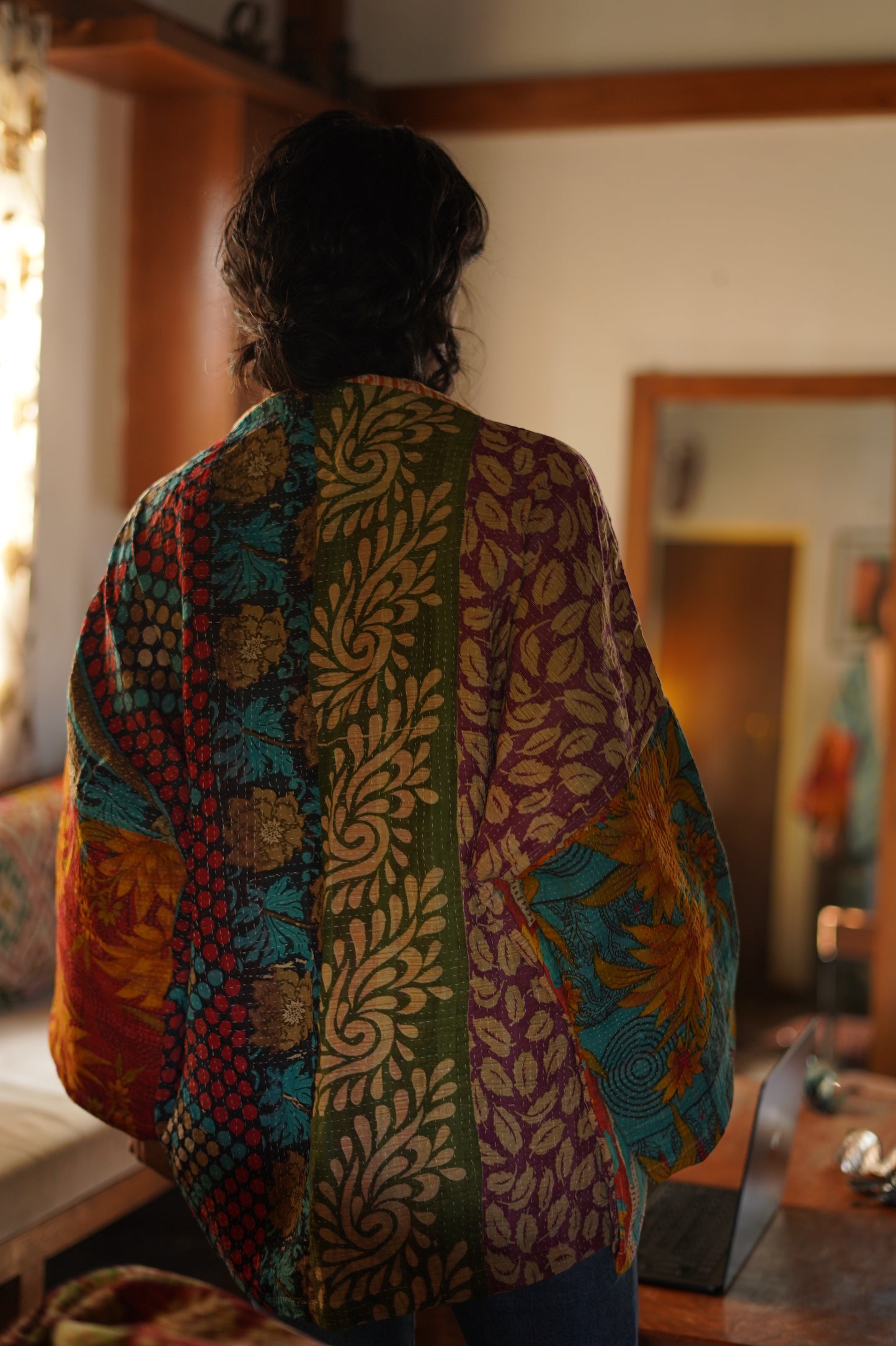 Vintage Kantha Patch Work Kimono Shrug