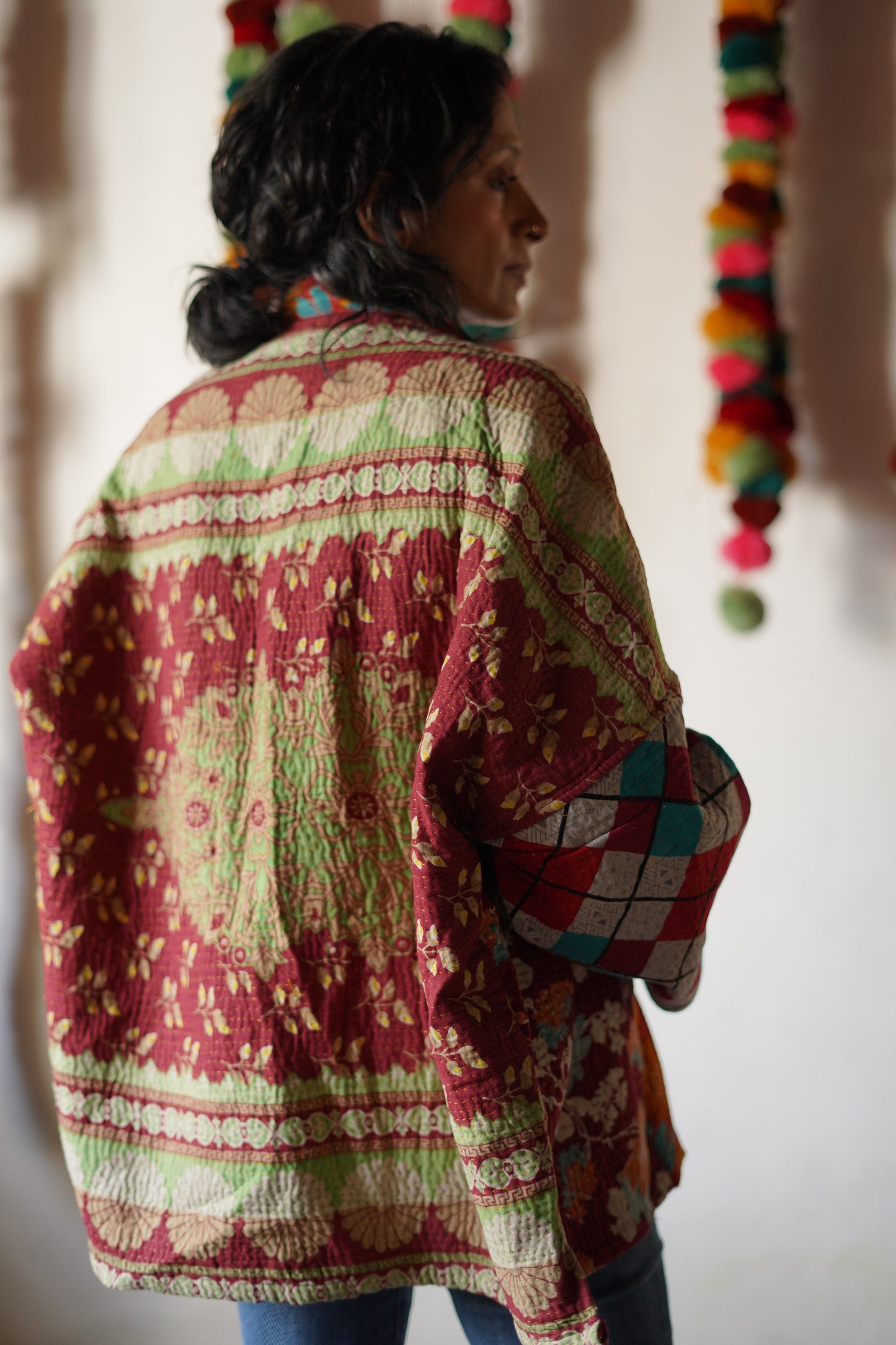Vintage Kantha Patch Work Kimono Shrug