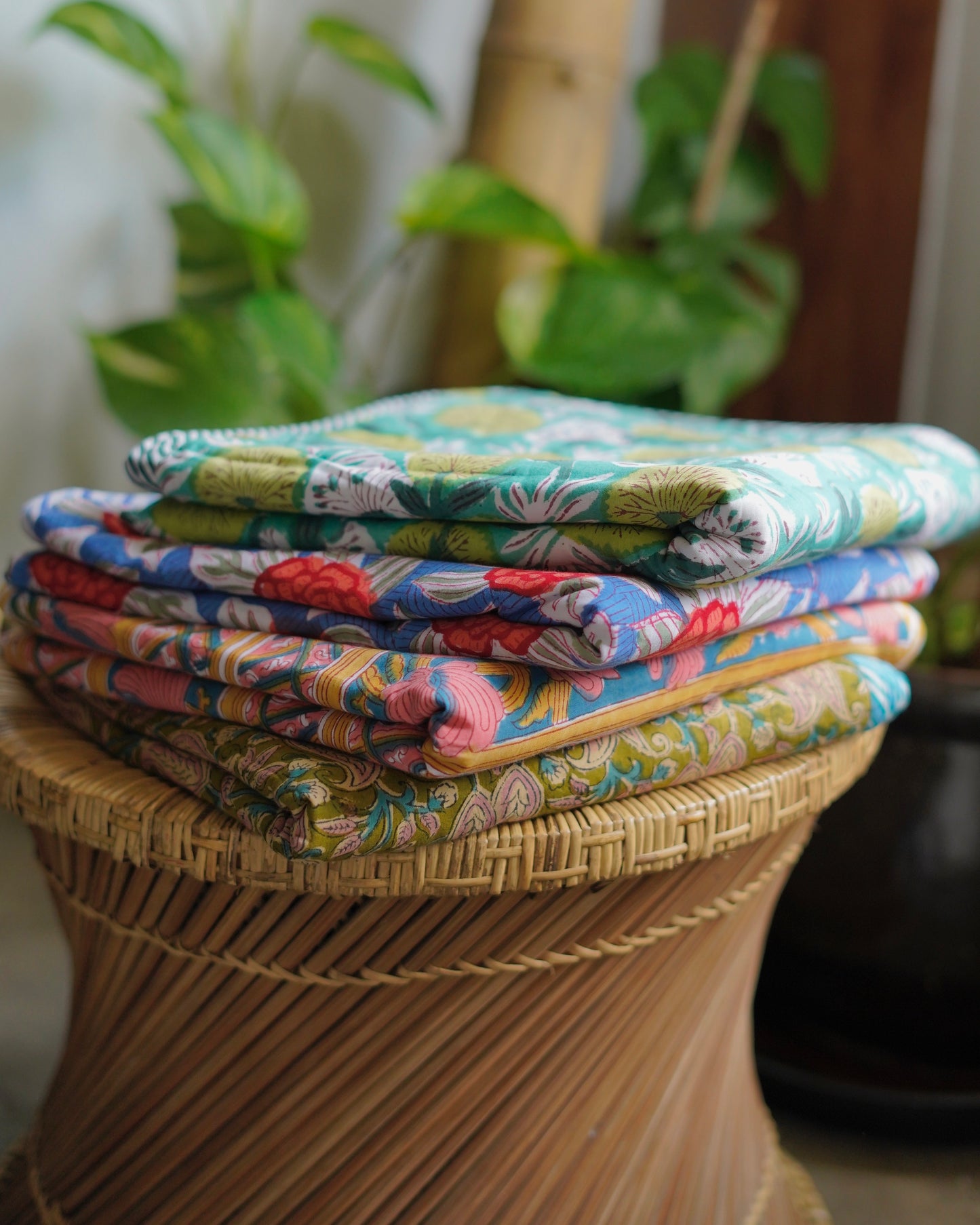 Wood Block Print  Baby Summer Quilt
