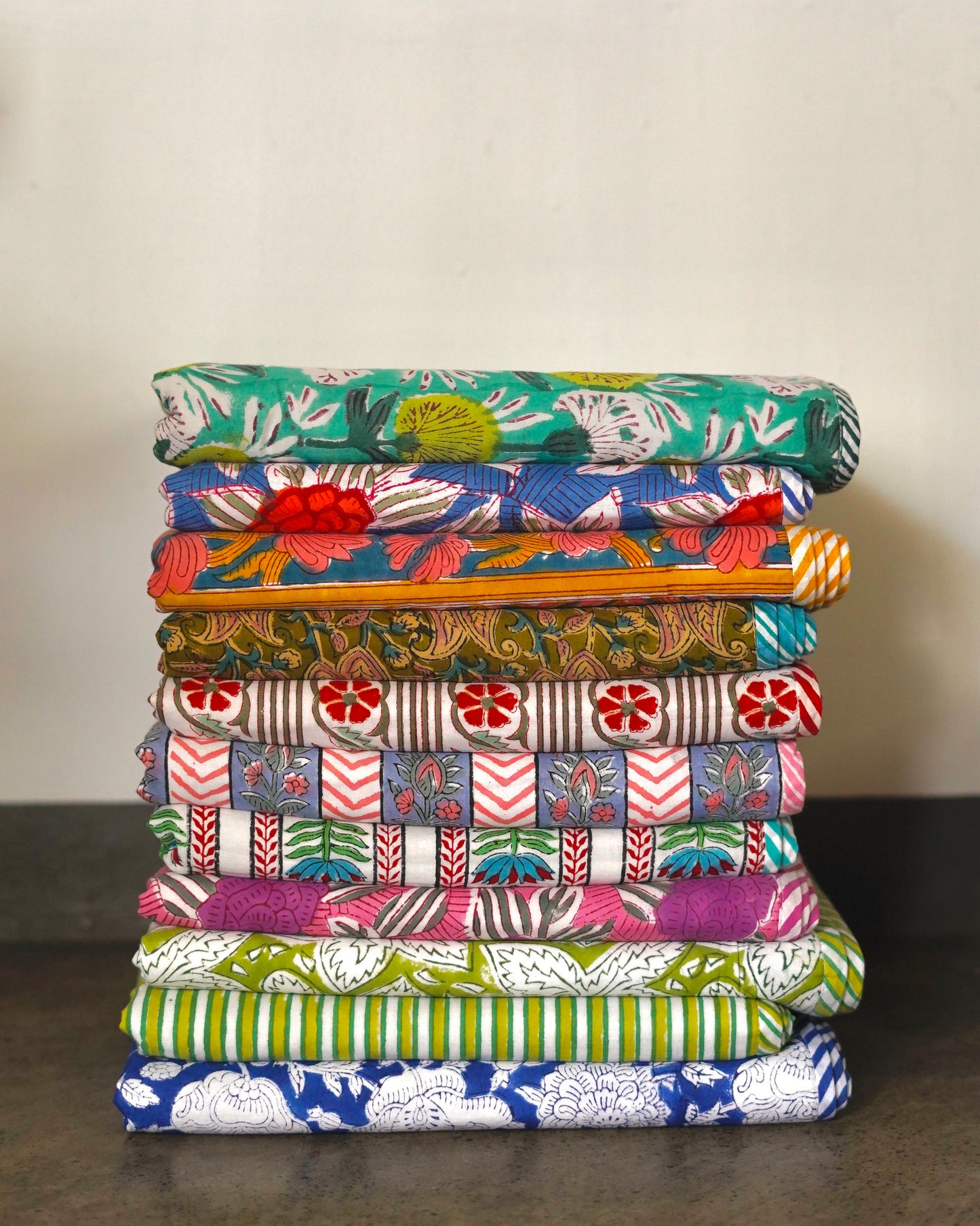 Wood Block Print  Baby Summer Quilt