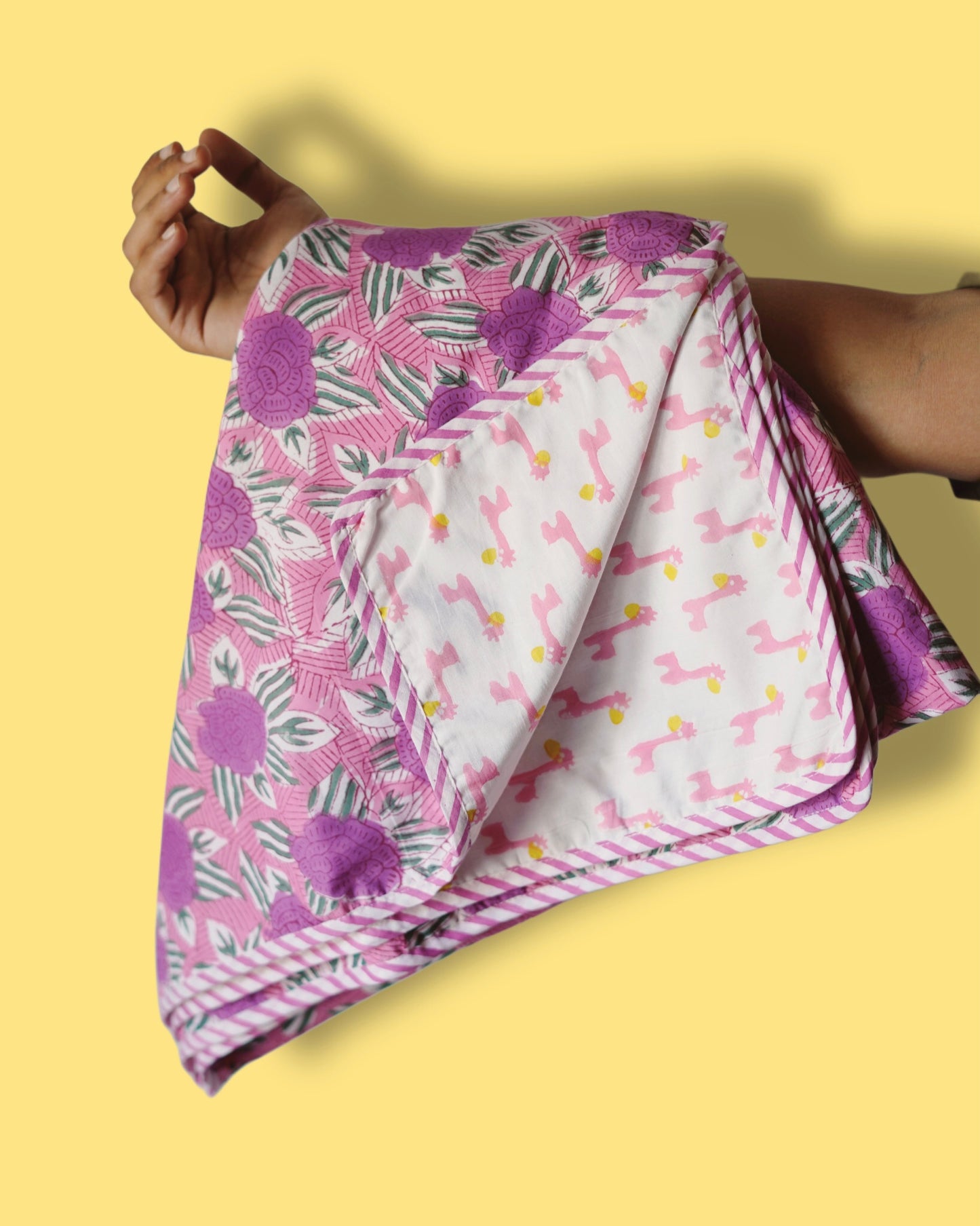 Wood Block Print  Baby Summer Quilt