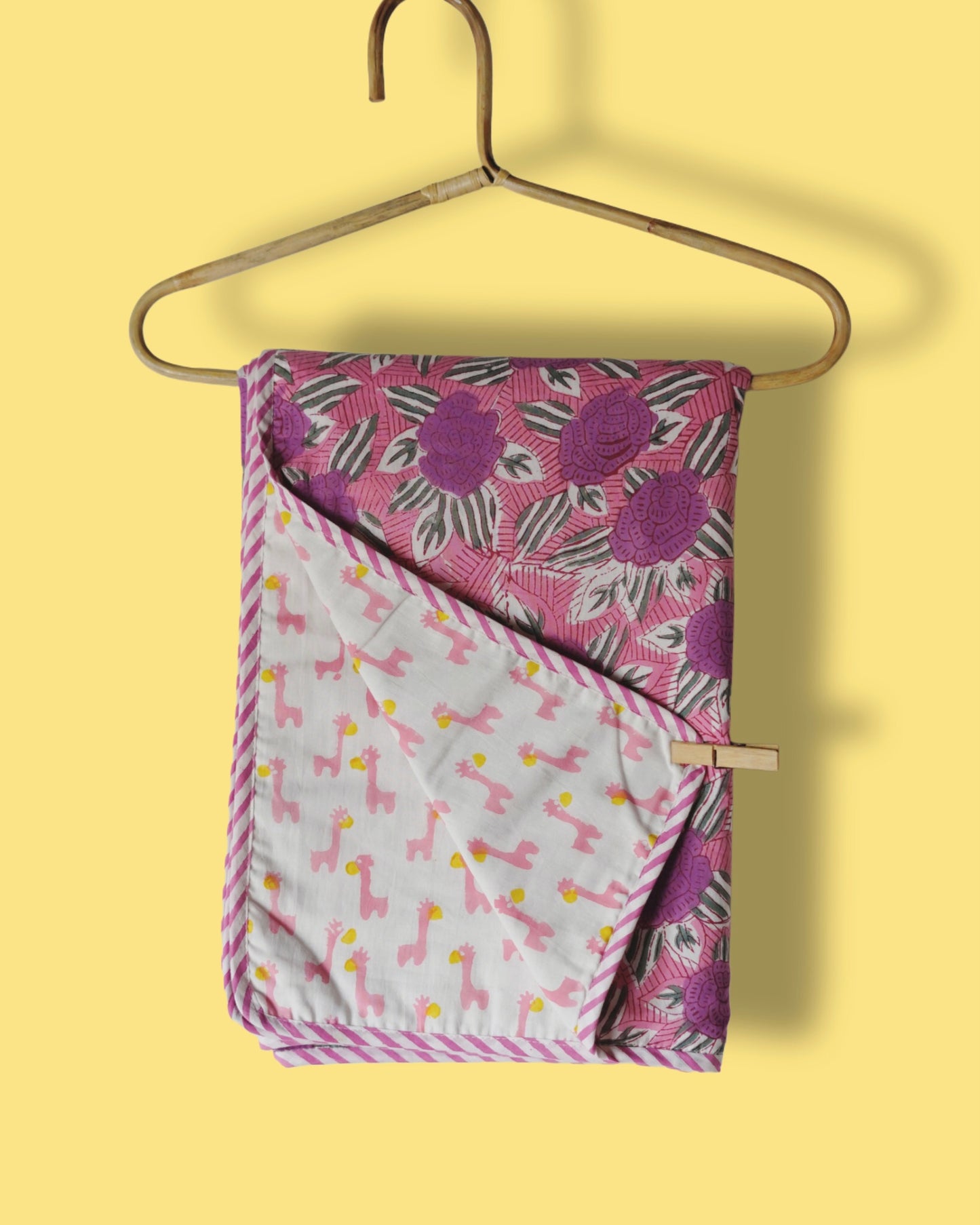 Wood Block Print  Baby Summer Quilt