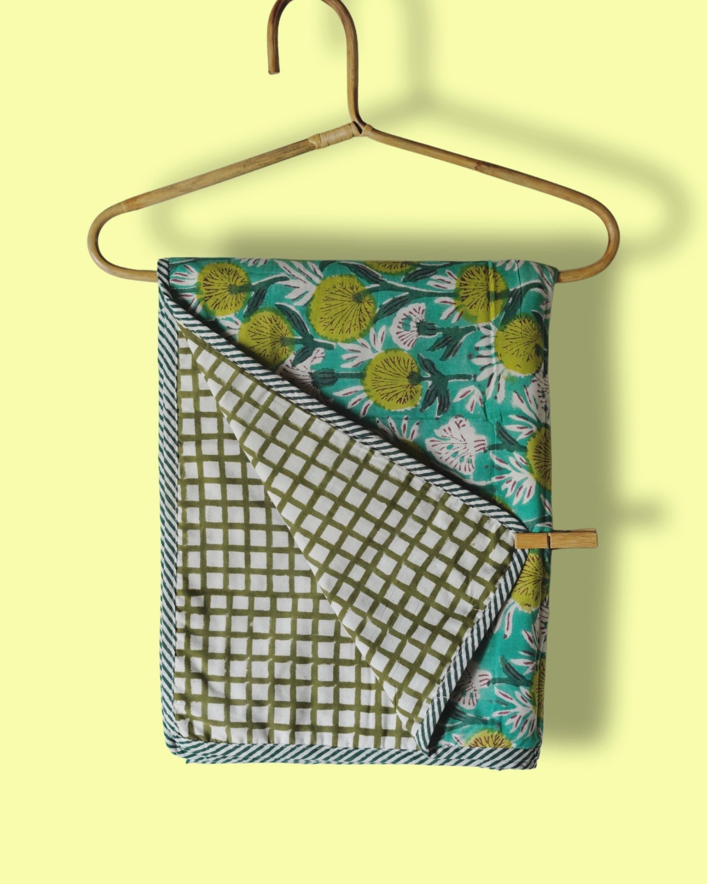 Wood Block Print  Baby Summer Quilt
