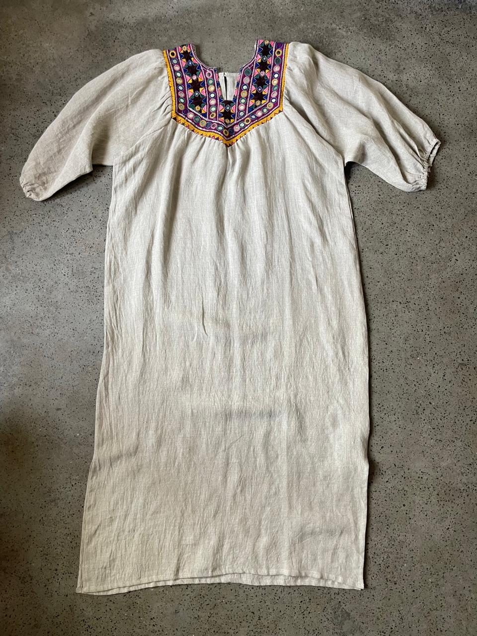 Vintage Yoke Linen Dress – One of a Kind