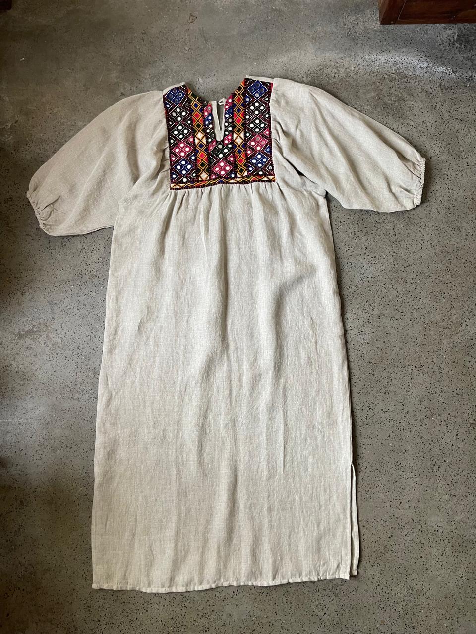 Vintage Yoke Linen Dress – One of a Kind