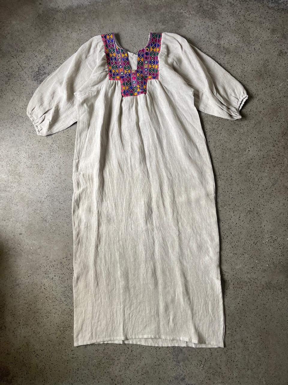 Vintage Yoke Linen Dress – One of a Kind