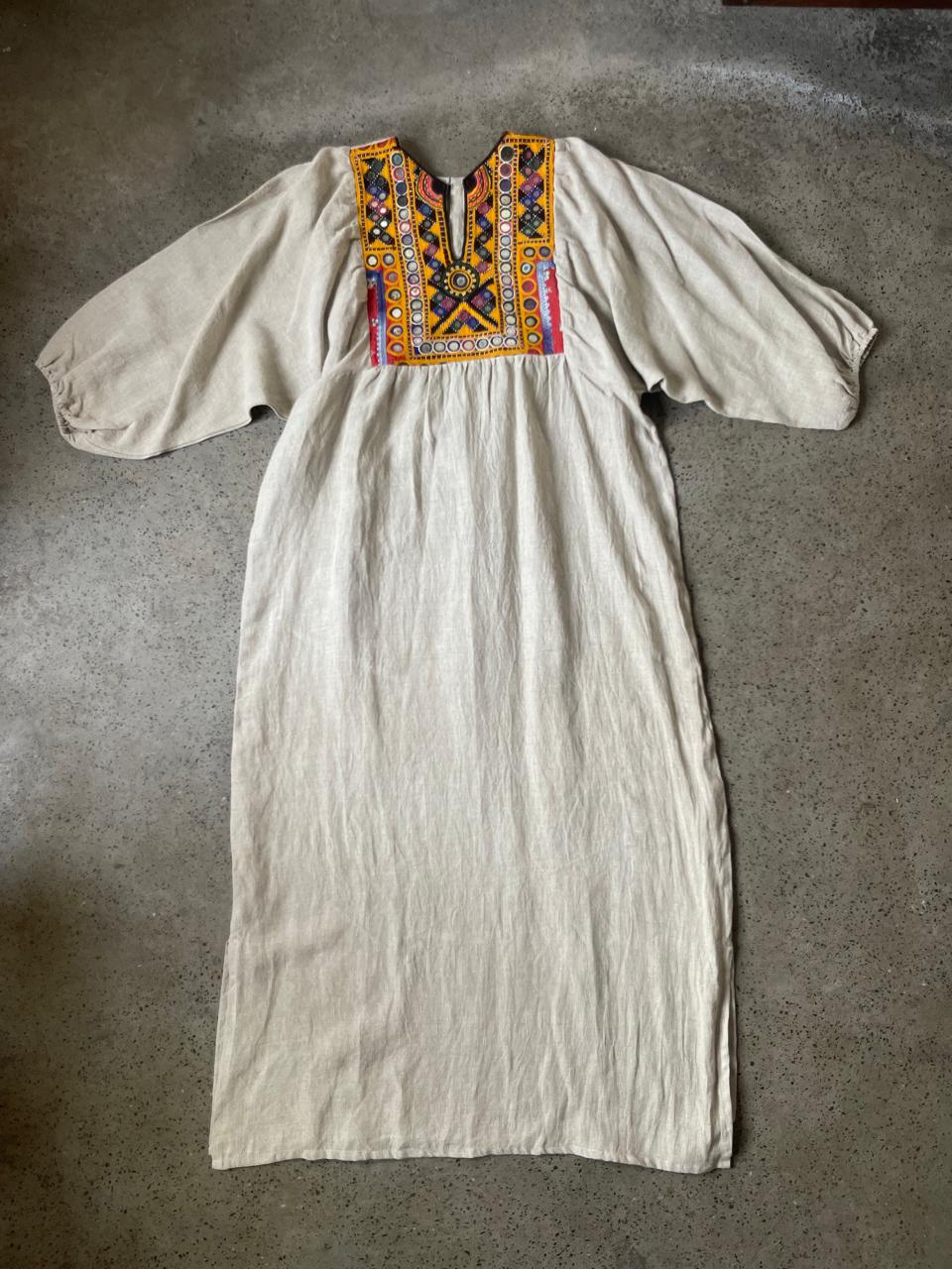 Vintage Yoke Linen Dress – One of a Kind