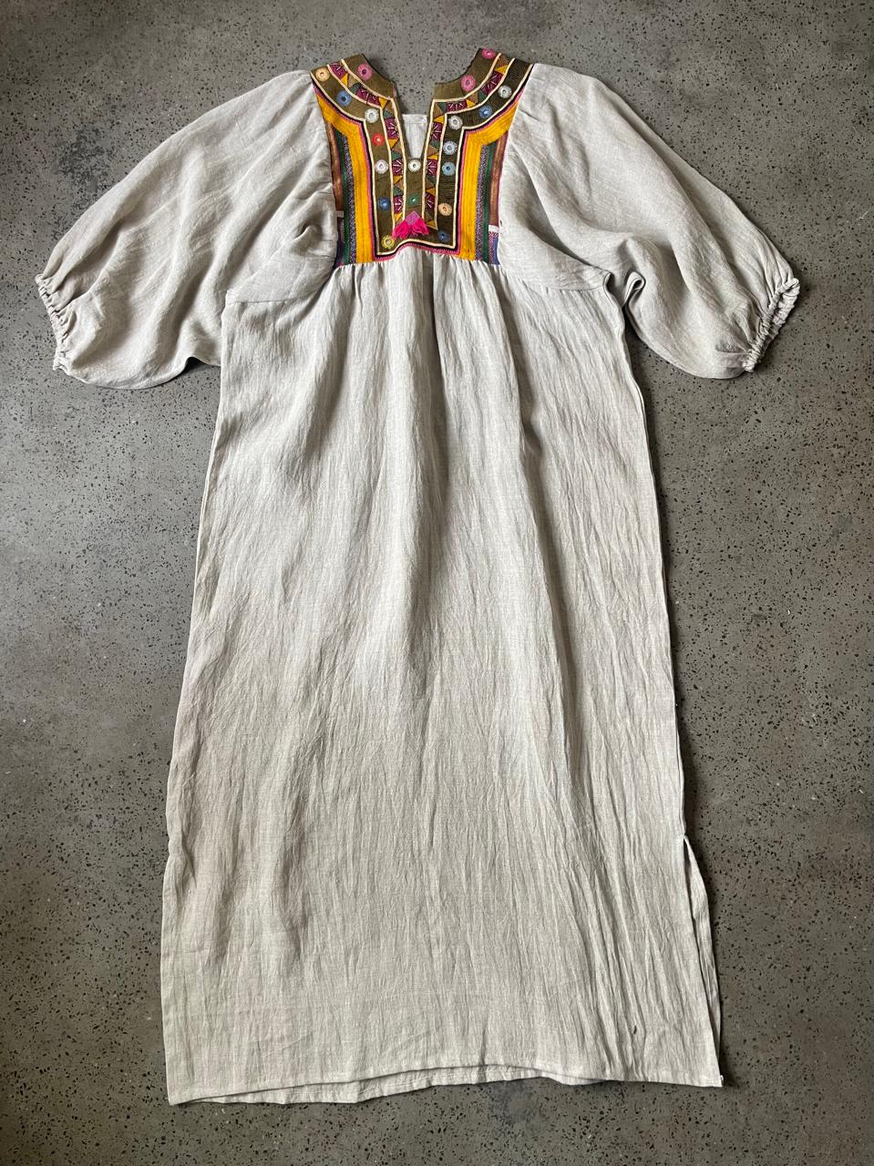 Vintage Yoke Linen Dress – One of a Kind