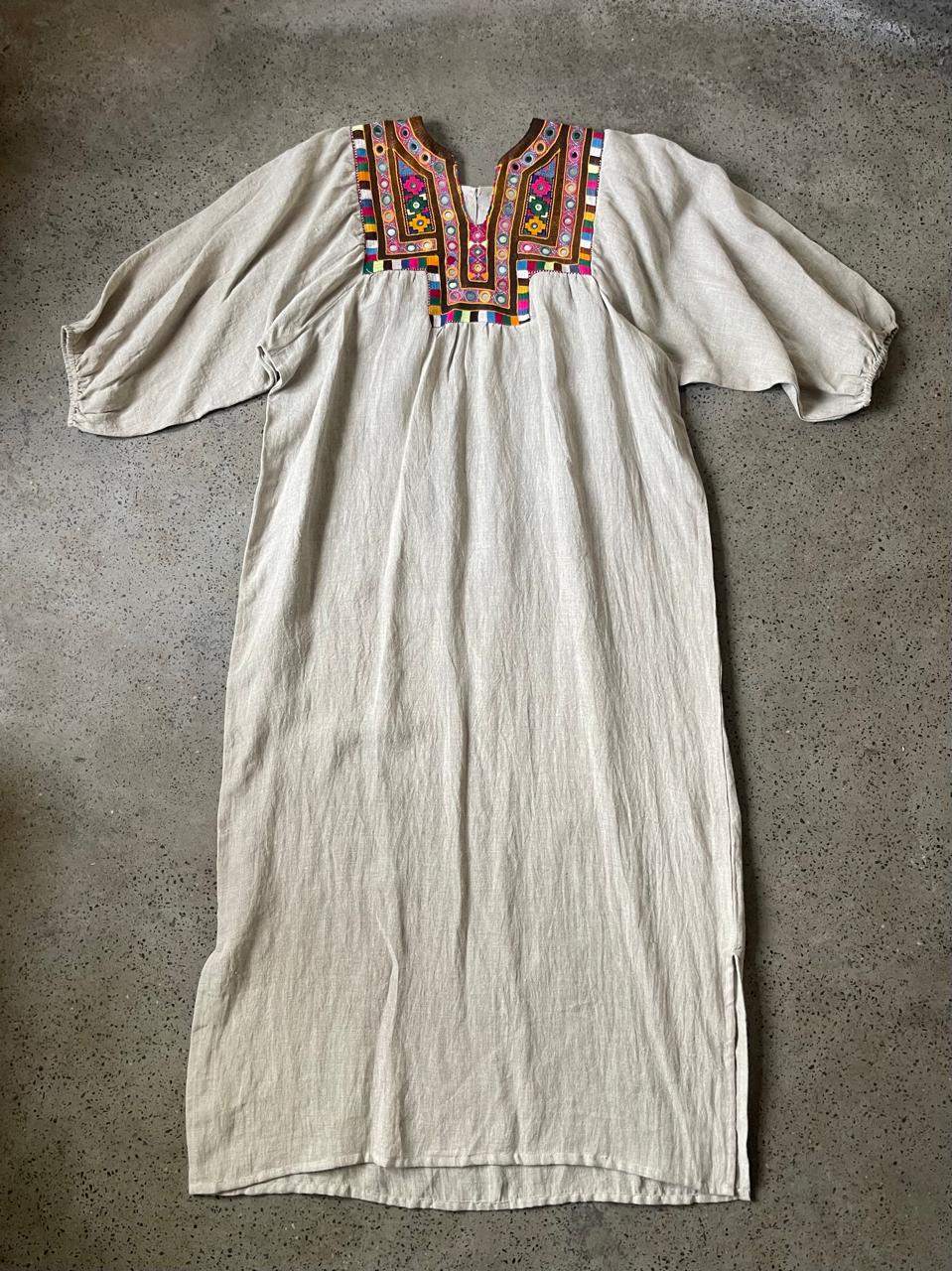 Vintage Yoke Linen Dress – One of a Kind