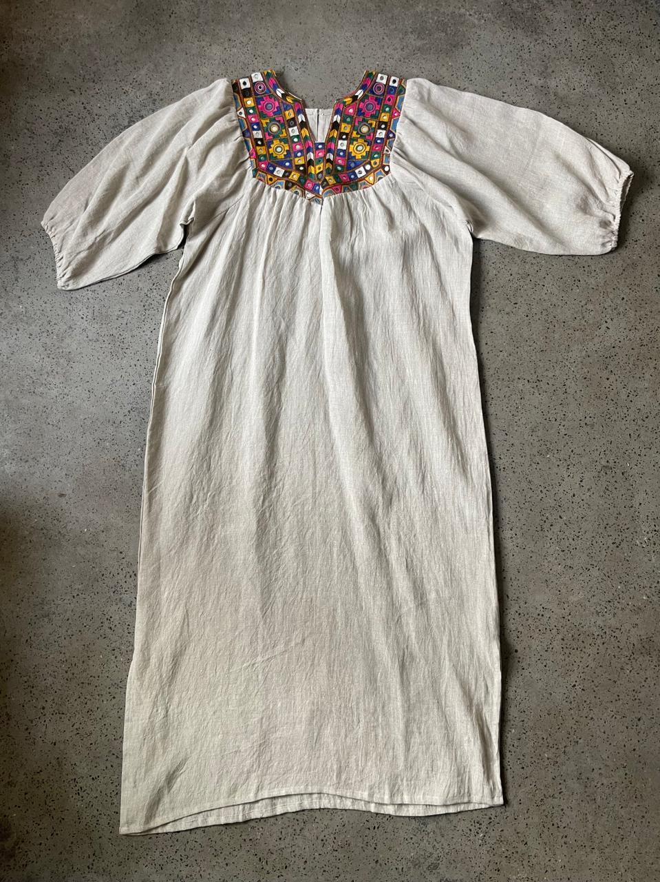 Vintage Yoke Linen Dress – One of a Kind