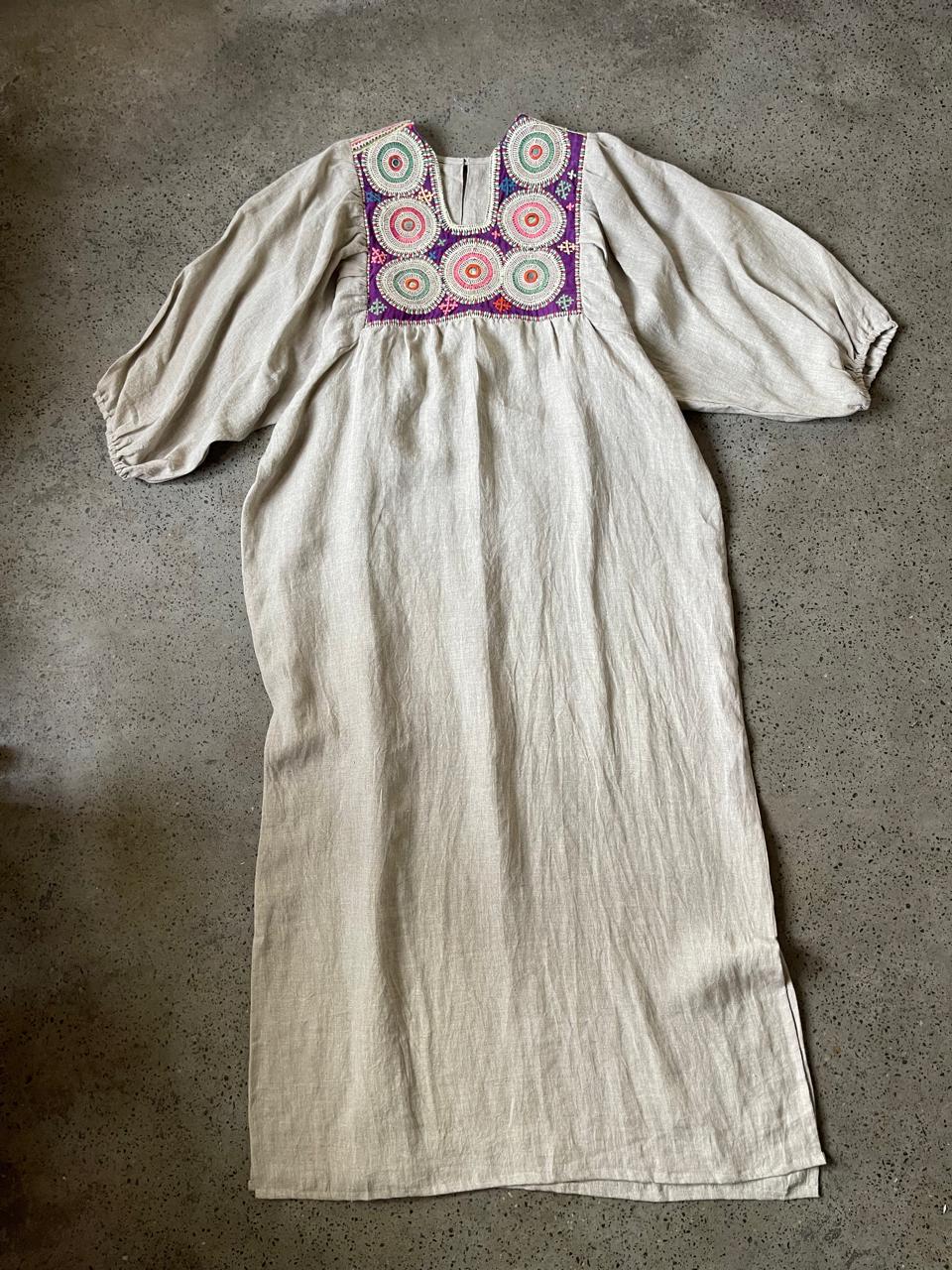 Vintage Yoke Linen Dress – One of a Kind