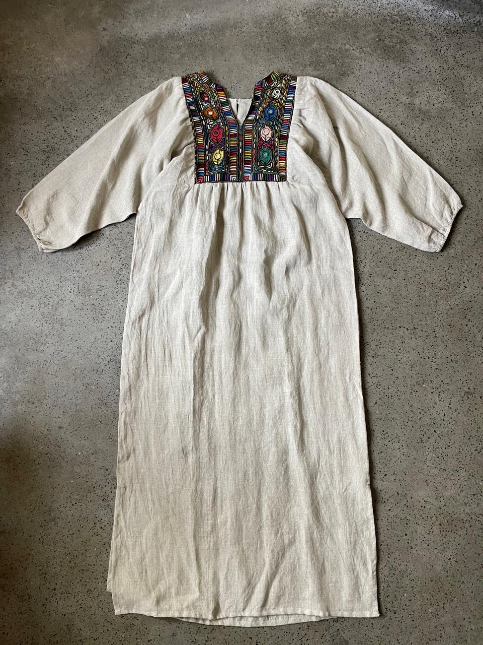 Vintage Yoke Linen Dress – One of a Kind