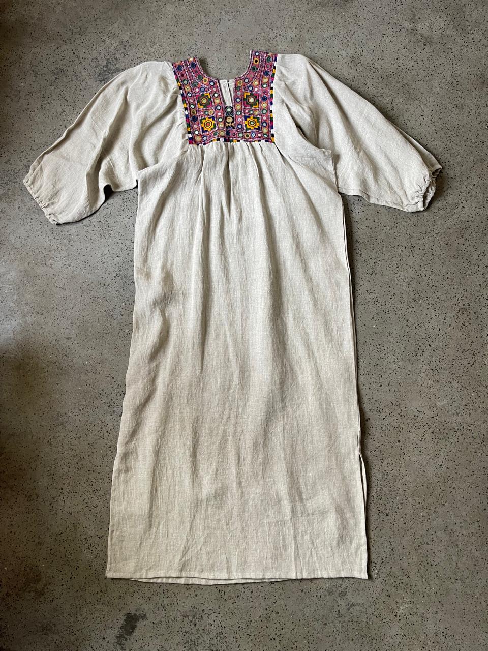 Vintage Yoke Linen Dress – One of a Kind