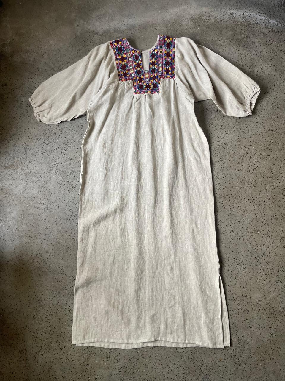 Vintage Yoke Linen Dress – One of a Kind