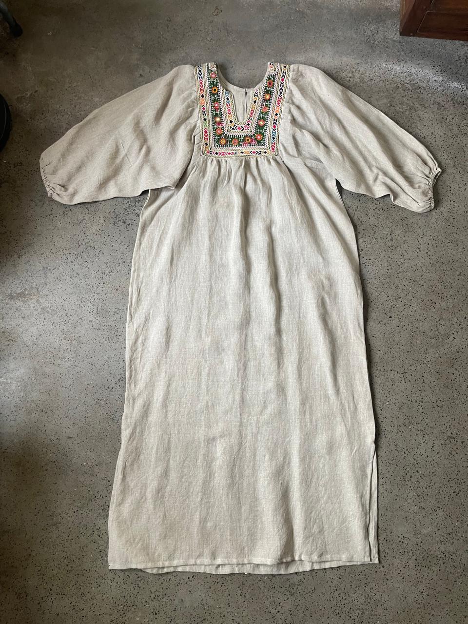 Vintage Yoke Linen Dress – One of a Kind