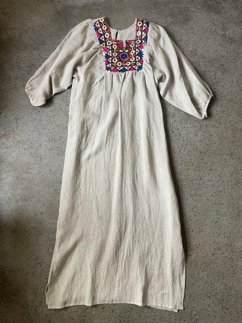 Vintage Yoke Linen Dress – One of a Kind