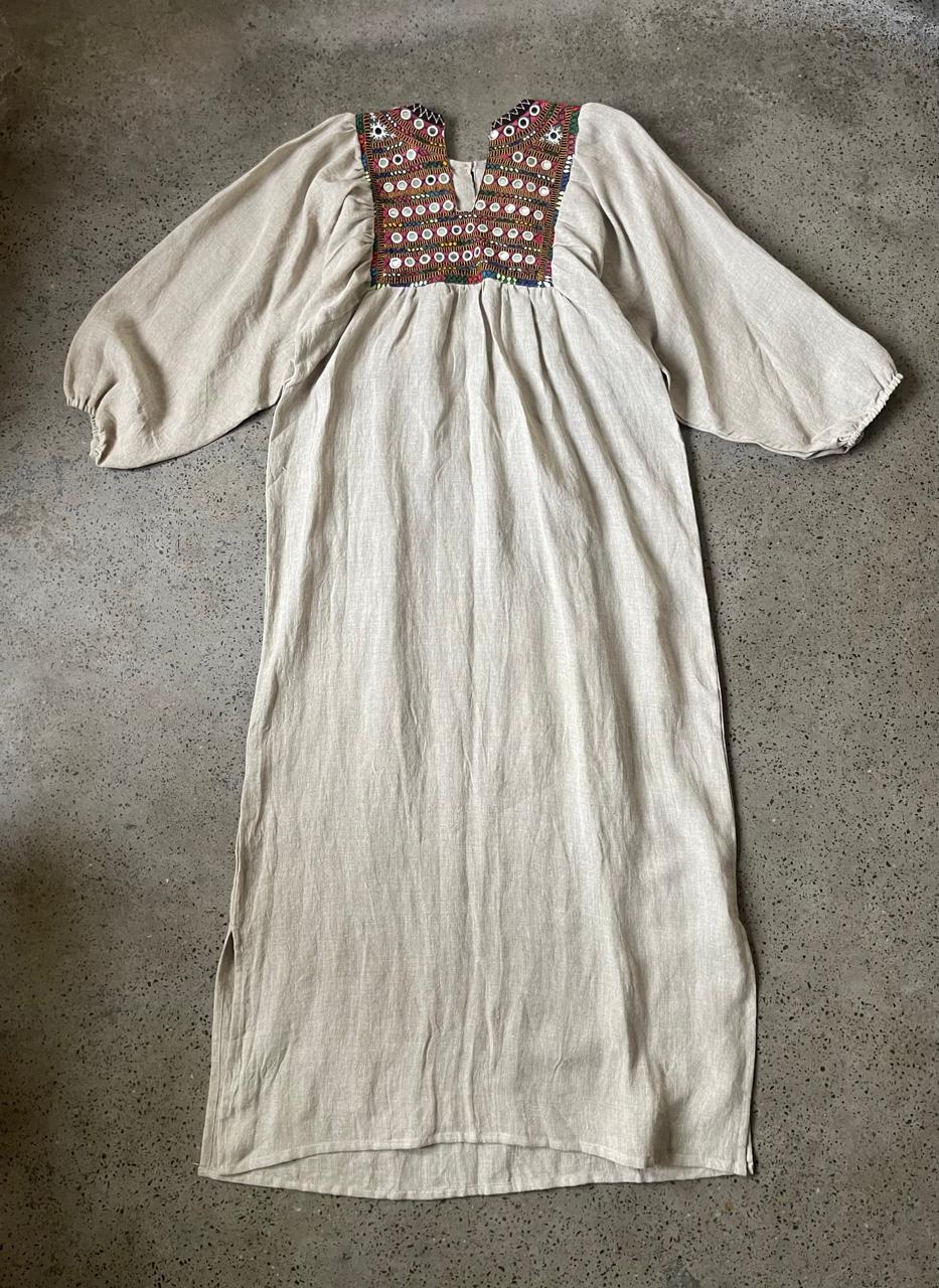 Vintage Yoke Linen Dress – One of a Kind
