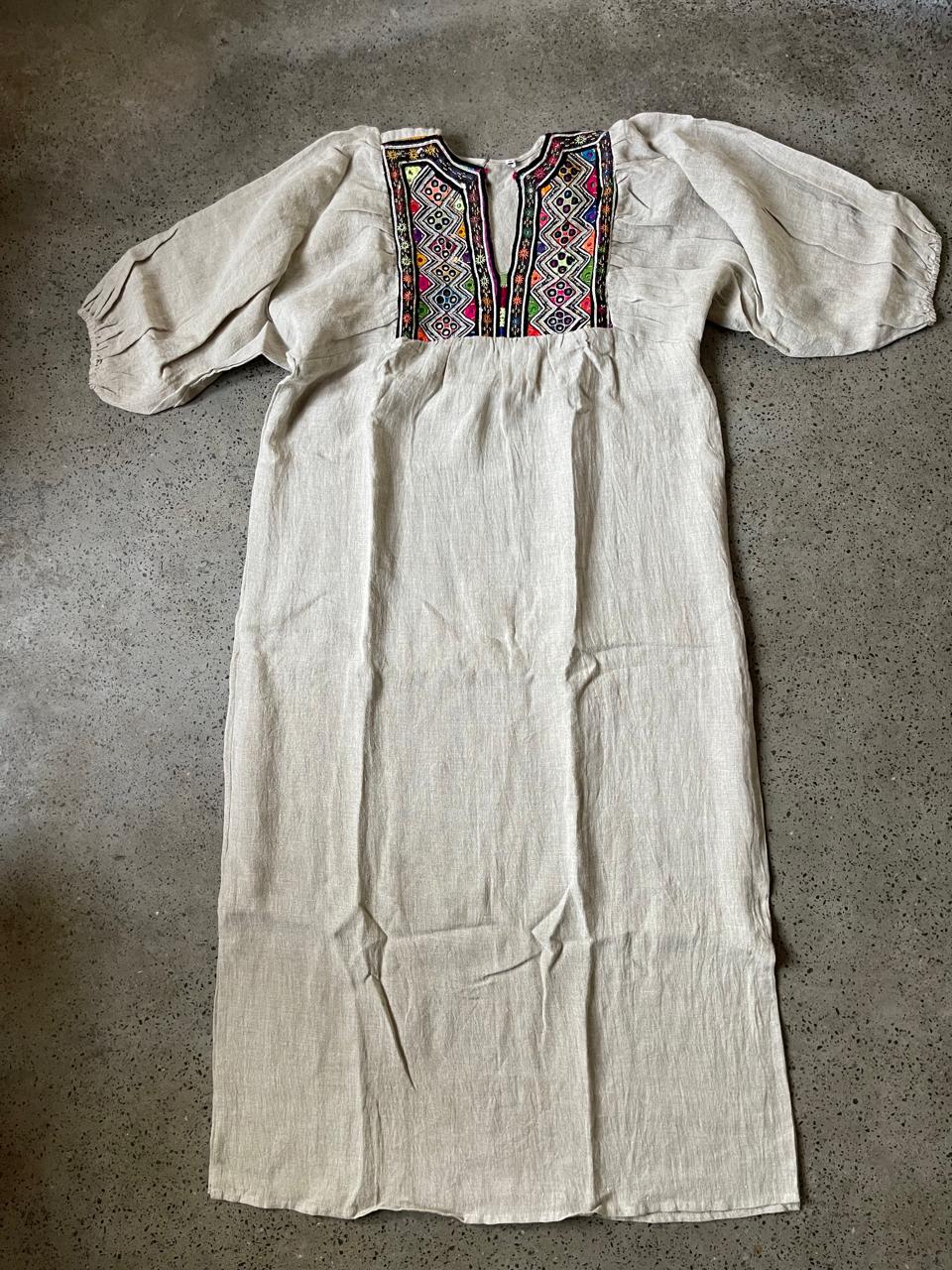 Vintage Yoke Linen Dress – One of a Kind