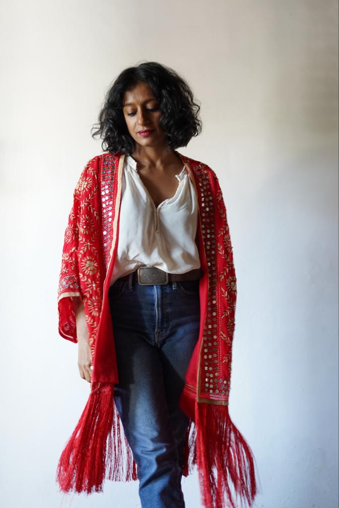 Free Size Fringe & Embroidery  Kimono