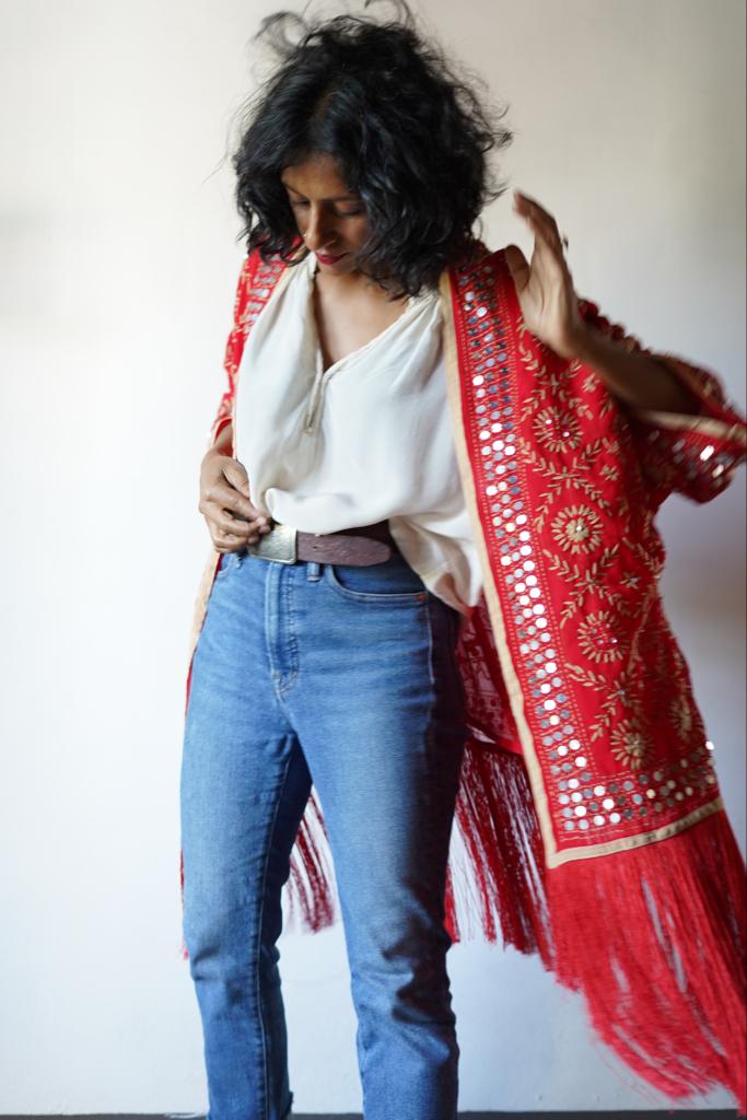 Free Size Fringe & Embroidery  Kimono